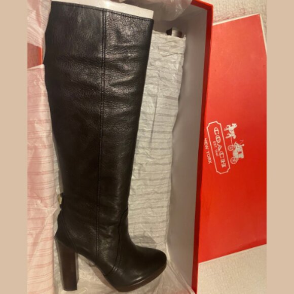 COACH Ambar Vintage Leather Tall Black Boots Like-New Condition | Size 6.5 - Picture 2 of 16